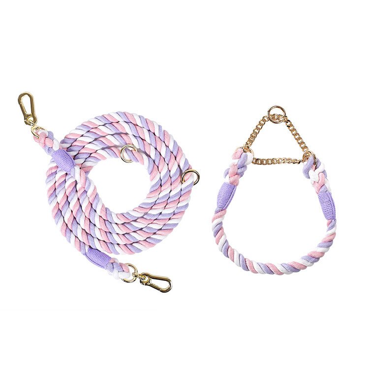 NO-PULL BRAIDED ROPE COLLAR AND LEAD SET