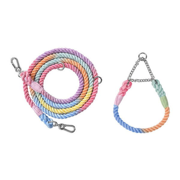 NO-PULL BRAIDED ROPE COLLAR AND LEAD SET