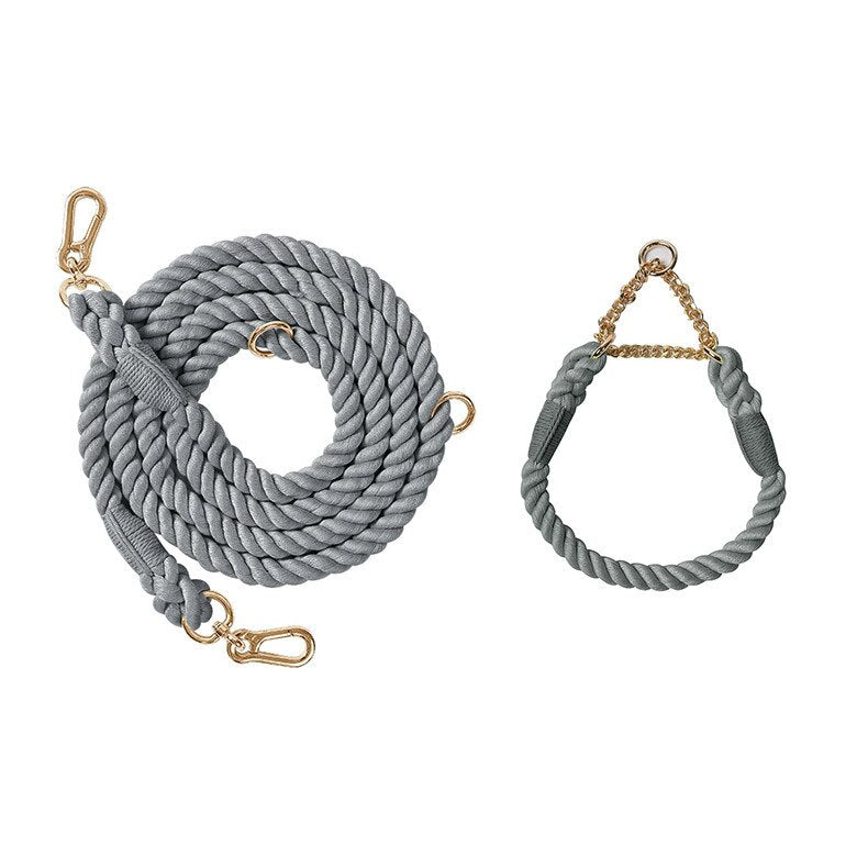 NO-PULL BRAIDED ROPE COLLAR AND LEAD SET