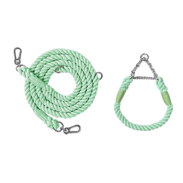 NO-PULL BRAIDED ROPE COLLAR AND LEAD SET