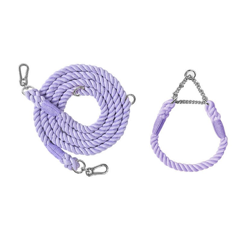 NO-PULL BRAIDED ROPE COLLAR AND LEAD SET