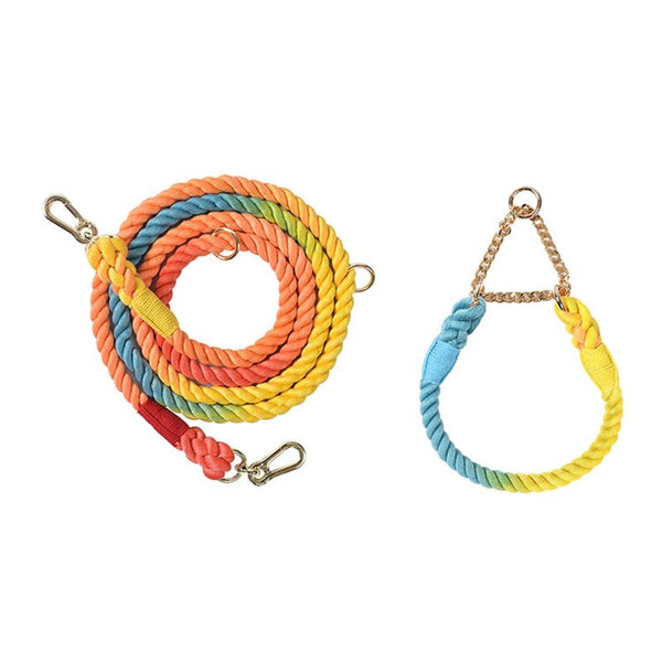 NO-PULL BRAIDED ROPE COLLAR AND LEAD SET