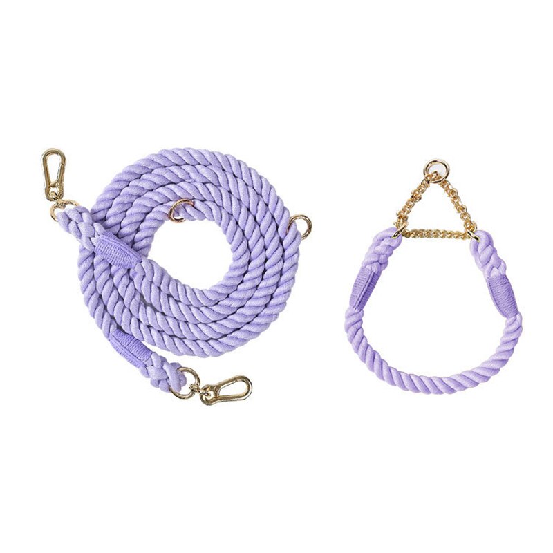 NO-PULL BRAIDED ROPE COLLAR AND LEAD SET