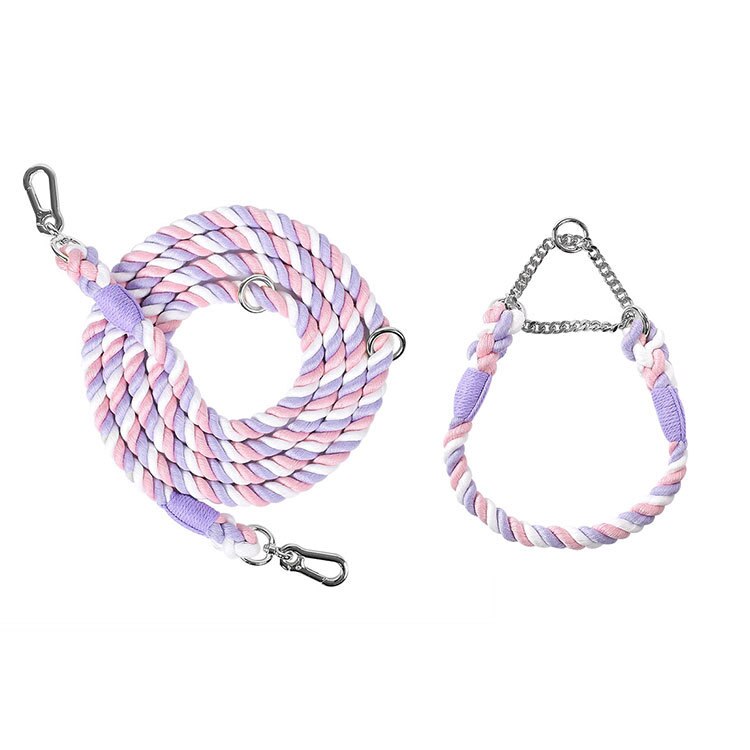 NO-PULL BRAIDED ROPE COLLAR AND LEAD SET