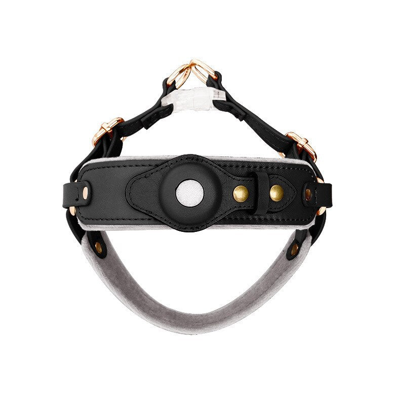 Vegan Leather Dog Harness with Airtag Holder