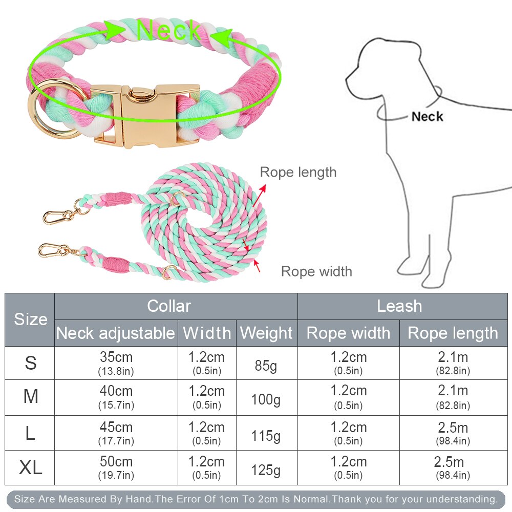 BRAIDED ROPE COLLAR AND LEAD SET