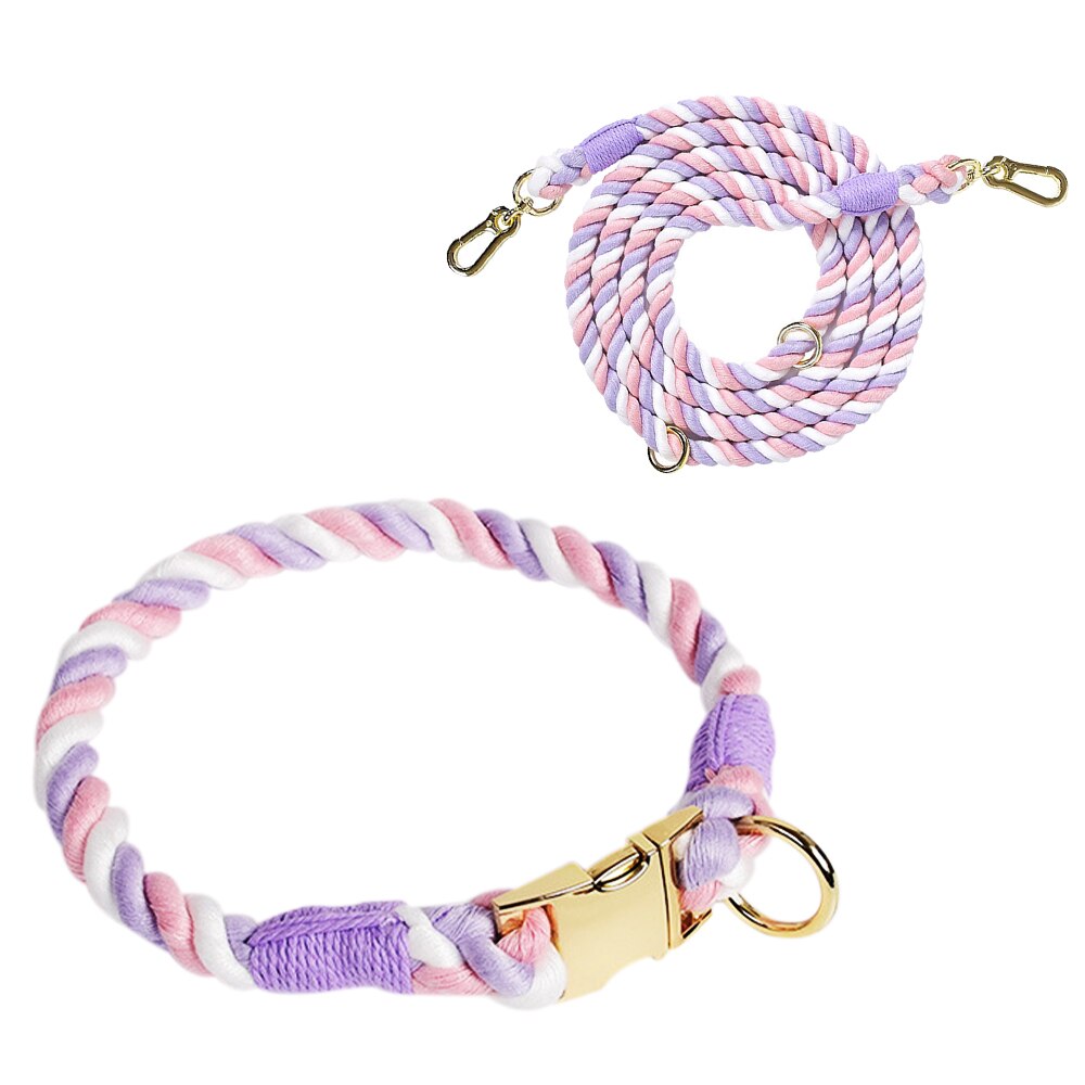 BRAIDED ROPE COLLAR AND LEAD SET