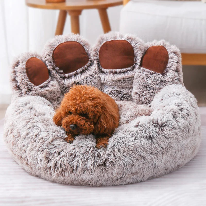 Pawfect Slumber - Fluffy Paw Shaped Donut Dog Bed