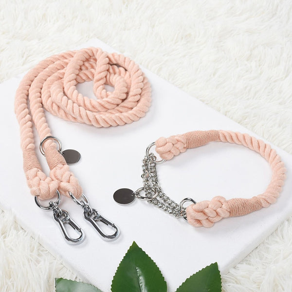 NO-PULL BRAIDED ROPE COLLAR AND LEAD SET