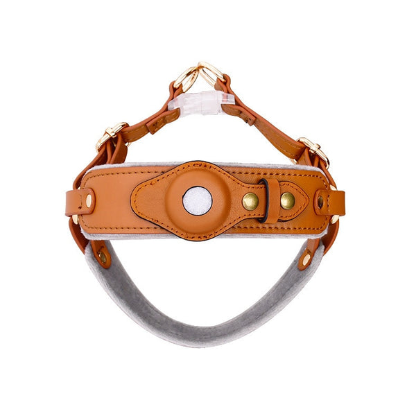 Vegan Leather Dog Harness with Airtag Holder