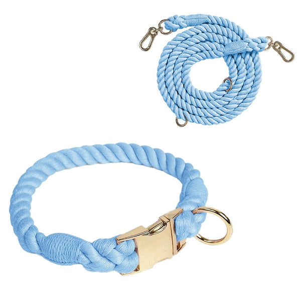 BRAIDED ROPE COLLAR AND LEAD SET