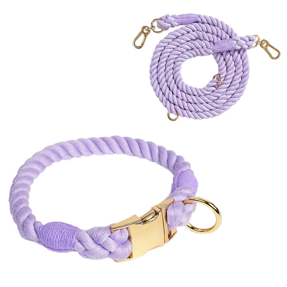 BRAIDED ROPE COLLAR AND LEAD SET