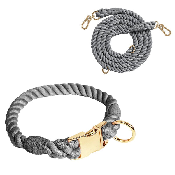 BRAIDED ROPE COLLAR AND LEAD SET