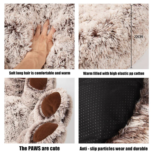 Pawfect Slumber - Fluffy Paw Shaped Donut Dog Bed