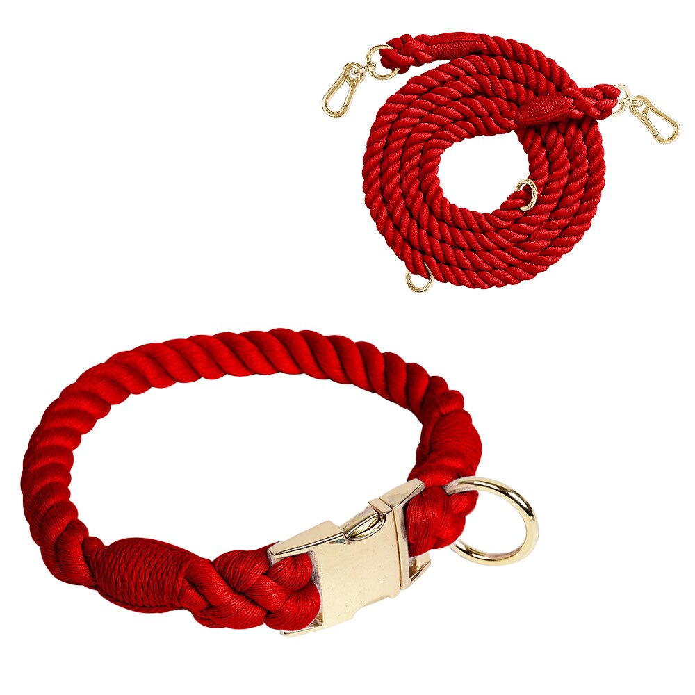 BRAIDED ROPE COLLAR AND LEAD SET