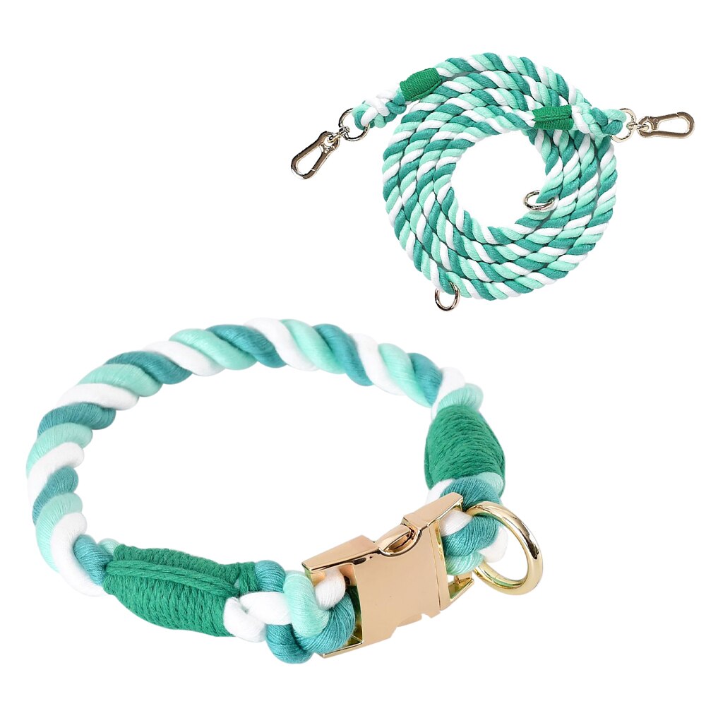 BRAIDED ROPE COLLAR AND LEAD SET