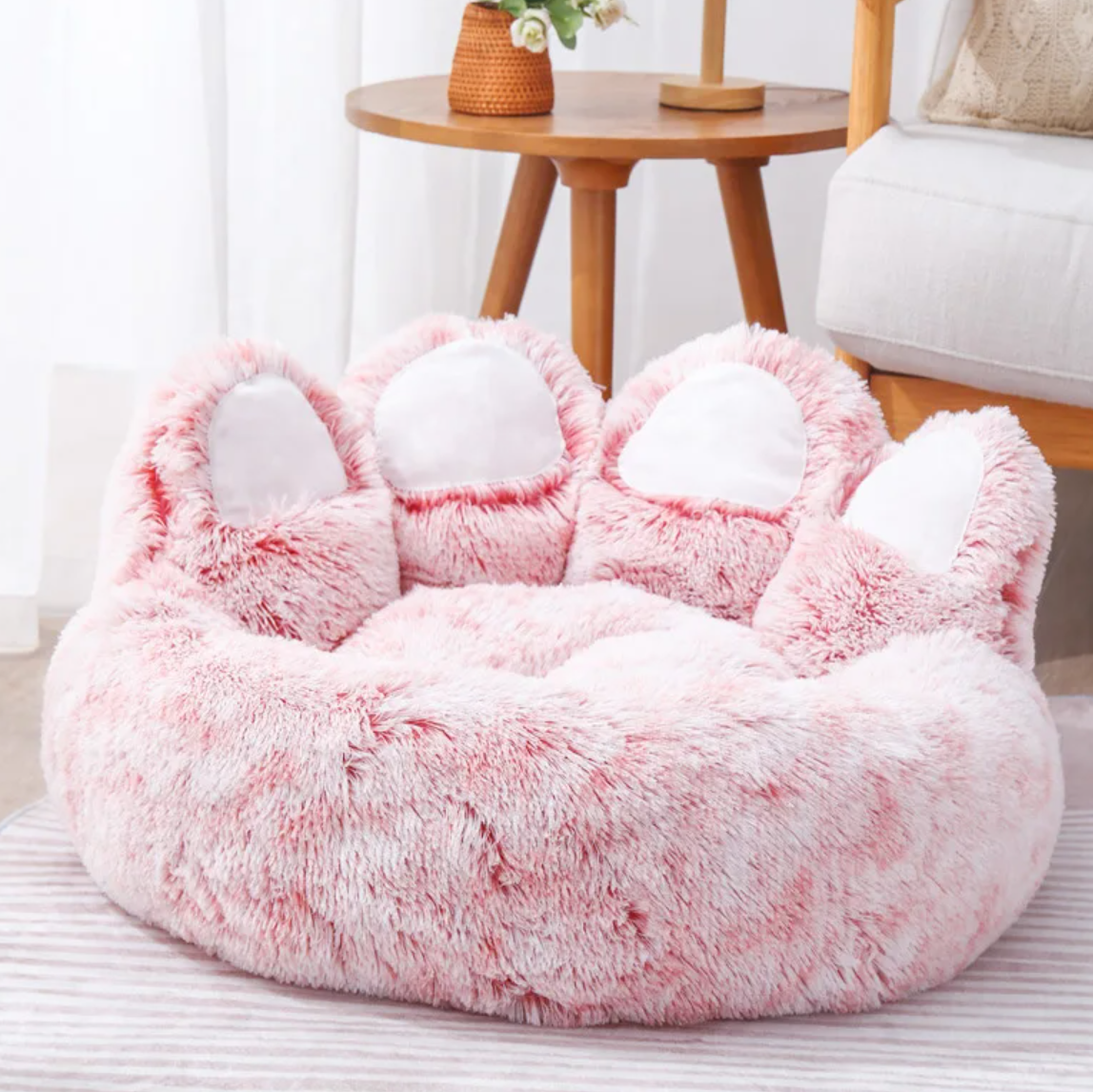 Pawfect Slumber - Fluffy Paw Shaped Donut Dog Bed