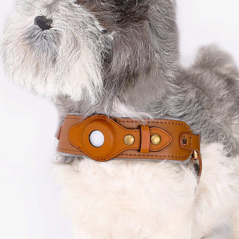 Vegan Leather Dog Harness with Airtag Holder