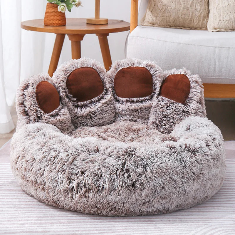 Pawfect Slumber - Fluffy Paw Shaped Donut Dog Bed