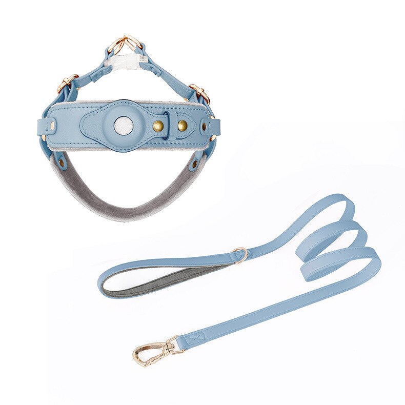 Vegan Leather Dog Harness with Airtag Holder