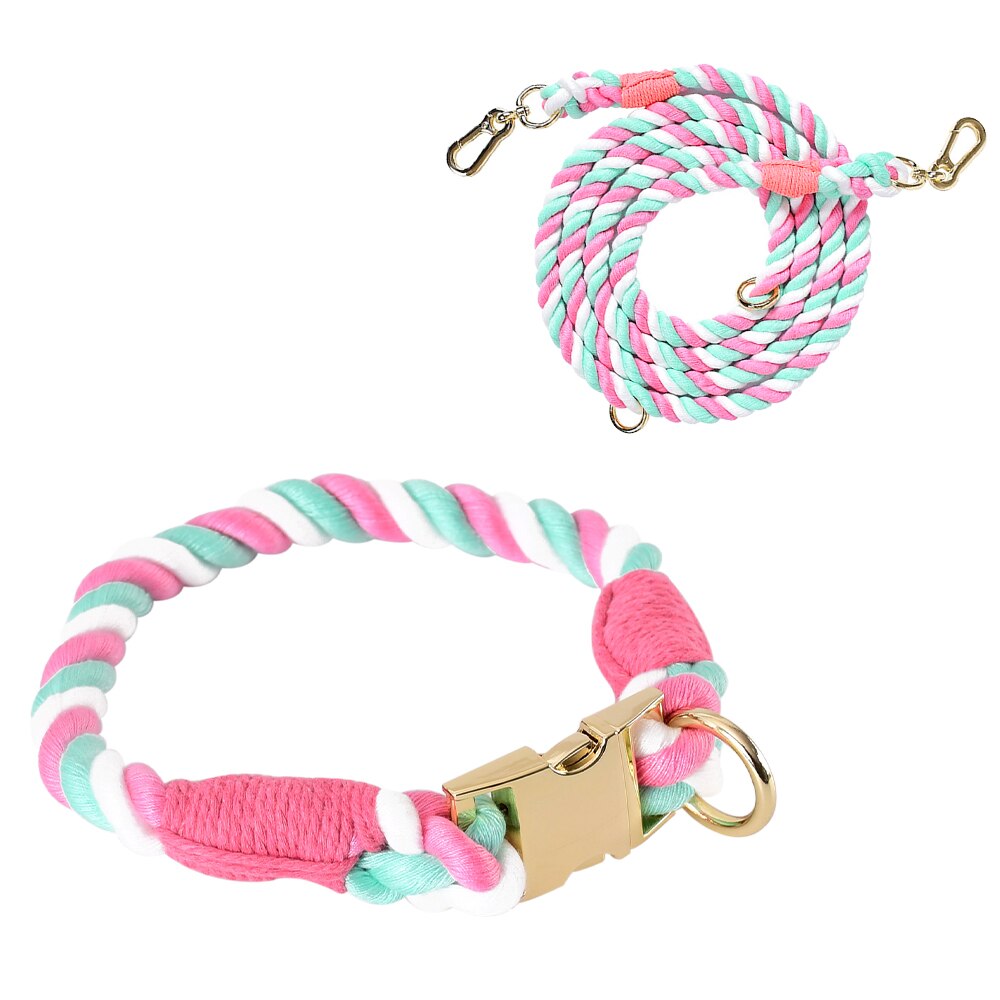 BRAIDED ROPE COLLAR AND LEAD SET