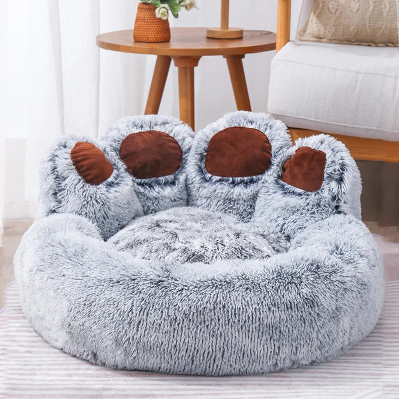 Pawfect Slumber - Fluffy Paw Shaped Donut Dog Bed