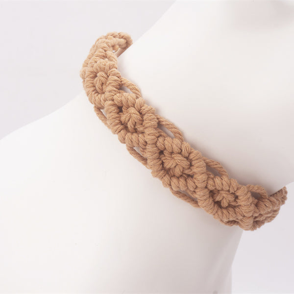 Braided Crochet Dog Collar and Lead Set - Nude